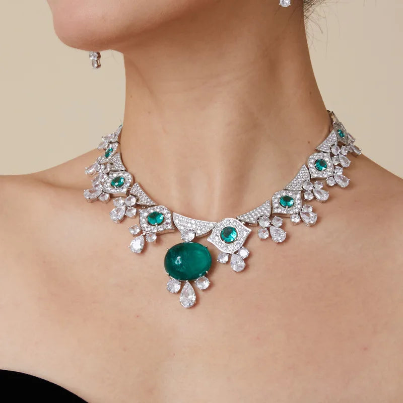 Trendy Unisex Hexagon Brass CZ Necklace with Rhodium Plated Custom Chain Custom Party Jewelry for Ladies