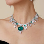 Trendy Unisex Hexagon Brass CZ Necklace with Rhodium Plated Custom Chain Custom Party Jewelry for Ladies