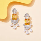 Factory-Designed High-End Yellow Tassel Earrings with Zircon Pearl Diamond Gold Plated on Luxurious Classic Brass for Gifts