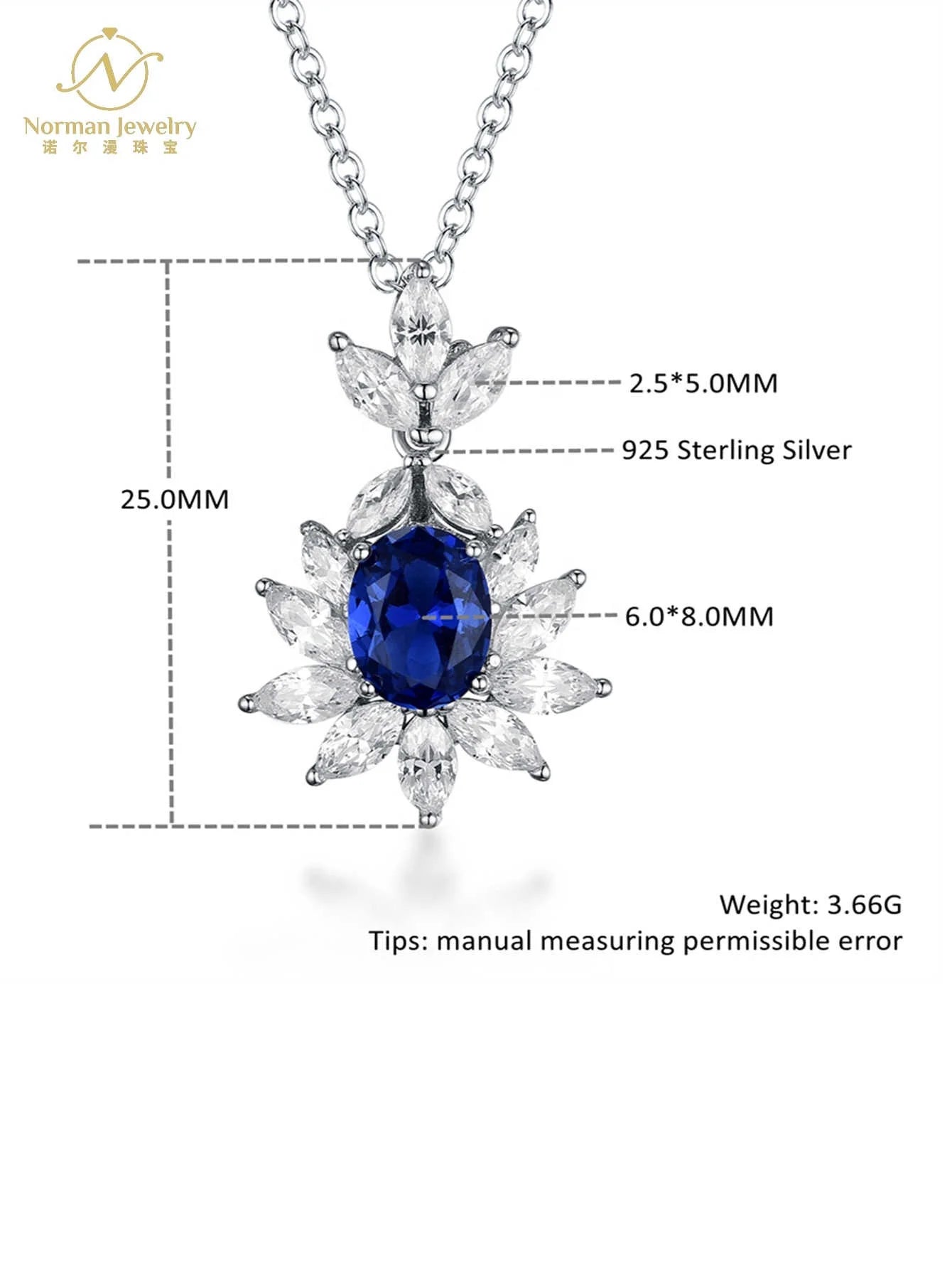 Anster Wholesale Fashion Women Luxury Sapphire Jewelry Set High Quality  Sterling Silver Infinity Pendant Necklace