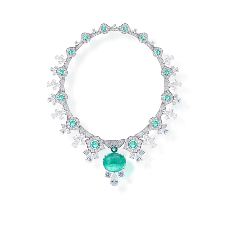 Trendy Unisex Hexagon Brass CZ Necklace with Rhodium Plated Custom Chain Custom Party Jewelry for Ladies