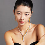 Anster Design Luxury Diamond Necklace for Ladies Hot Sale Yellow White Zircon Rhodium Plating Trendy Style for Prom Party Ball