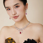 Hot Sales High Quality Women's Party Necklace Trendy Cubic Zirconia Rhinestone Jewelry with Brass Material