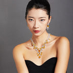 High Class Jewelry Brass Rhodium Plated Yellow Ladies Evening Dress Banquet Evening Dress Necklace