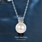 S925 Sterling Silver Necklace Pearl Moissanite Luxury Fine Chains for Sweater Match Classy Clavicle Jewelry Trendy Styling Gift