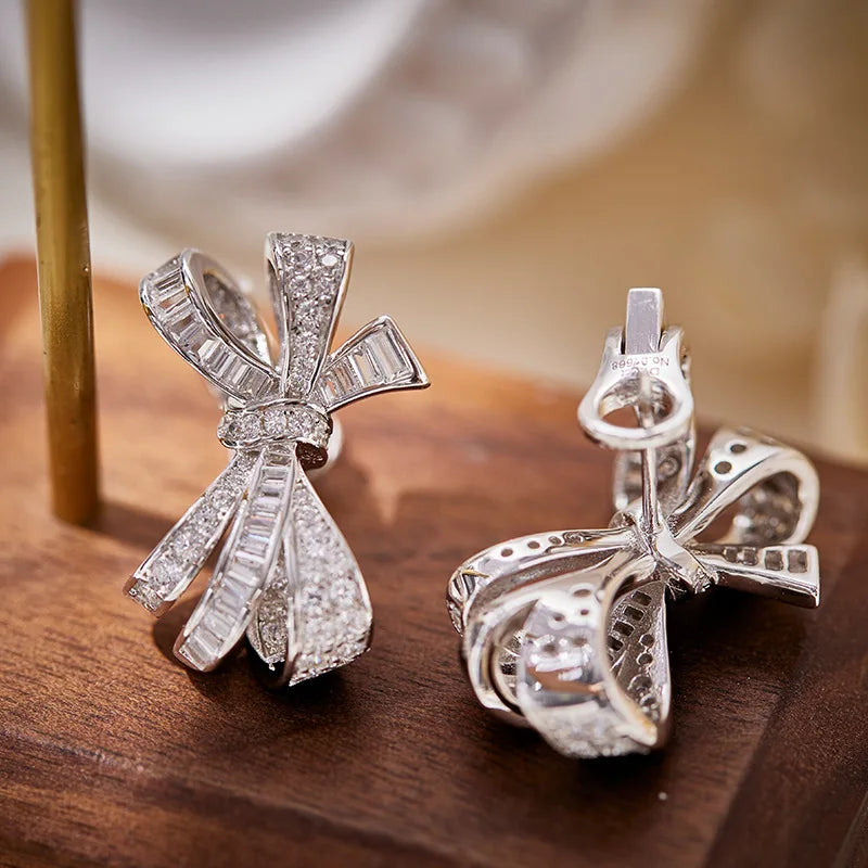 Brass Plated 18K Gold Anti Allergy Fashion Personalized Cute Bow Earrings for Women