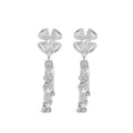 18K Gold Four-Flower Earrings with Full Zircon Inlay Trendy Wedding Attire for High-End Fashion Socialite Evening Parties