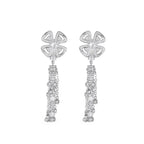 18K Gold Four-Flower Earrings with Full Zircon Inlay Trendy Wedding Attire for High-End Fashion Socialite Evening Parties