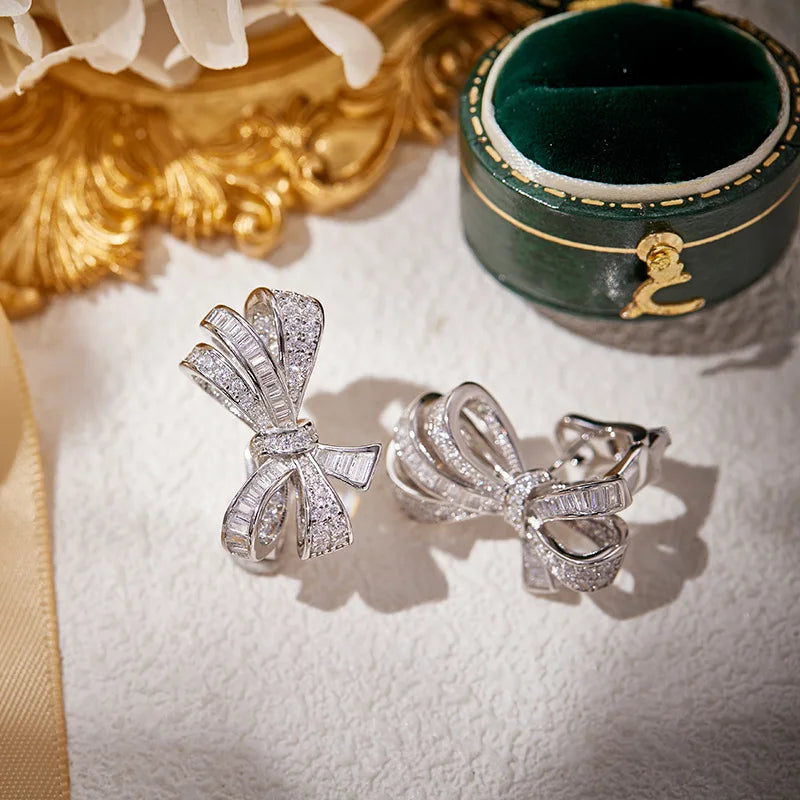 Brass Plated 18K Gold Anti Allergy Fashion Personalized Cute Bow Earrings for Women