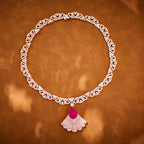 Fan Necklace Champange-plated pink White Zircon High-end Women's Fan Shaped Evening Dress Necklace Princess Dress Chain