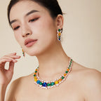 Flower Necklace for Women Hand-Inlaid with High-End Colored Zircon Stylish Evening Wear Chain for Weddings and Gifts