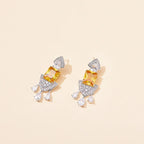 Factory-Designed High-End Yellow Tassel Earrings with Zircon Pearl Diamond Gold Plated on Luxurious Classic Brass for Gifts