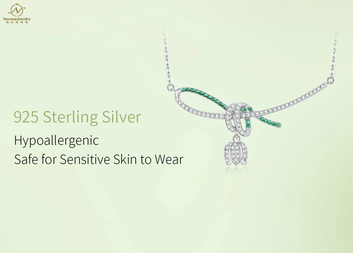 Collection 925S Fine Women's Necklace Spring Bells 5A Zirconia Rhodium Plated Pendant 925 Sterling Weddings Parties