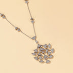 High Quality Full Diamond Sweater Chain Fan Shaped Brass Necklace with Zircon for Weddings in Europe and America