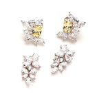 18K Copper Gold-Plated Floral Tassel Earrings Exaggerated Yellow Diamonds Detachable Design Personalized Fashion Drop Earrings