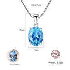 Amazon's New Classic Link Chain S925 Sterling Silver Blue Topaz Pendant Necklace with Niche Jewelry Box Simple Design for Women
