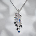Women's Versatile Trendy Jewelry with Personalized Leopard Design Black Enamel on Brass Champagne & Rhodium Plated Sweater Chain