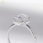 Women's S925 Silver Inlaid VVS Emerald Cut Moissanite Engagement Ring New Classic Cross-Border Design Accessible Luxury