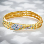 18K Gold Blue Three-Layer Princess Snake Pendant Necklace Luxury Unisex Wedding Engagement Accessory Trendy Brass Zircon Banquet