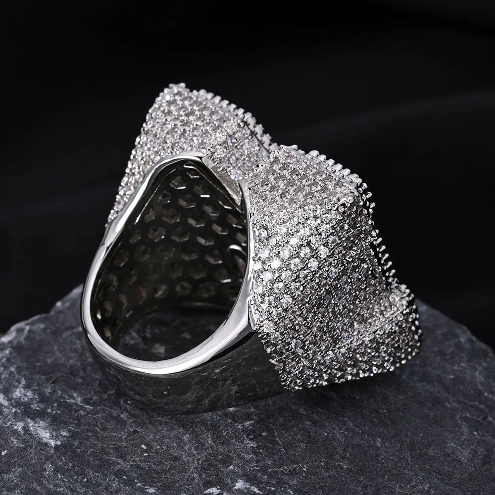 New Hip Hop M-Character Zircon Letter Ring Wholesale Men's Trendy Style Trendy Men's Personalized Ring