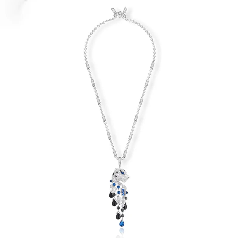 High-End Fashionable Women's Diamond-Inlaid Brass Necklace with Zircon Fan-Shaped Pendant Rose Gold for Wedding Anniversary Gift