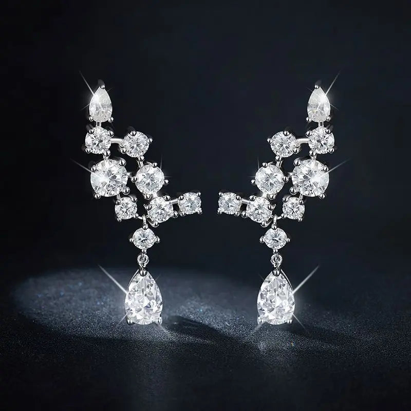Luxury High-End 925 Sterling Silver Women's Cross-Border Source 5*8mm Pear-Shaped Moissanite Stud Earrings Full Diamond Earrings