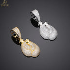 S925 Silver Inlaid Moissanite Pendant Unisex Boxing Gloves Bamboo Chain High Quality European American Trendy Hip Hop Parties