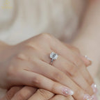 Women's S925 Silver Inlaid VVS Emerald Cut Moissanite Engagement Ring New Classic Cross-Border Design Accessible Luxury