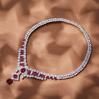 Customized Jeweler Brass Plated 18K Ocean Goddess Series Red Gemstone Exaggerated Evening Dress Accessories