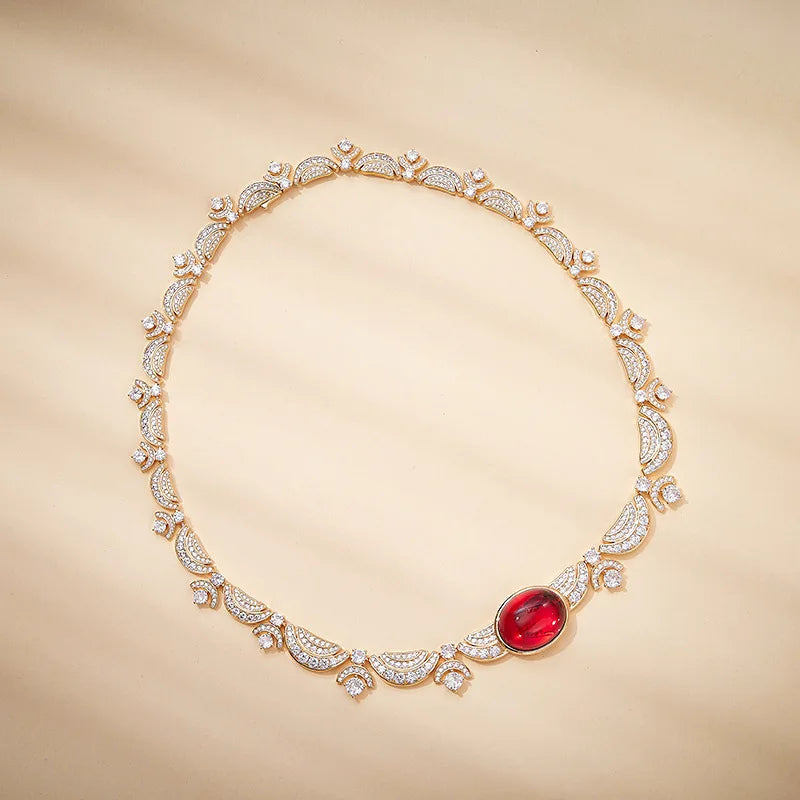 Premium Custom Jewelry Star Same Style Ruby Evening Dress Women's Dress Necklace