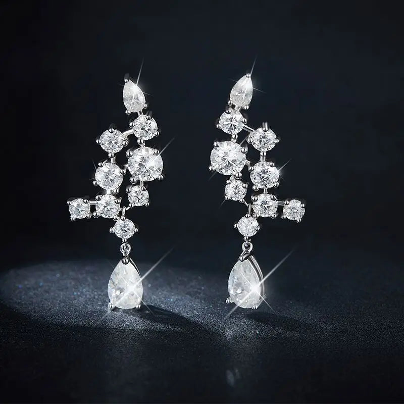 Luxury High-End 925 Sterling Silver Women's Cross-Border Source 5*8mm Pear-Shaped Moissanite Stud Earrings Full Diamond Earrings