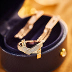 Adjustable Silver/Gold Plated Multi Finger Ring Designer Crystal Twisted Open Ring