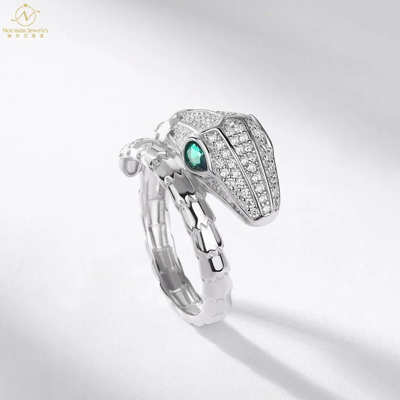 Women's Stylish S925 Silver Inlaid Full Diamond Design Ring Accessible Luxury European American Cross-Border New Spirit Alloy