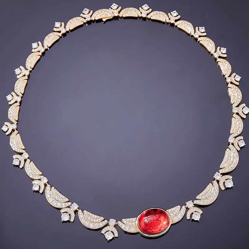 Premium Custom Jewelry Star Same Style Ruby Evening Dress Women's Dress Necklace