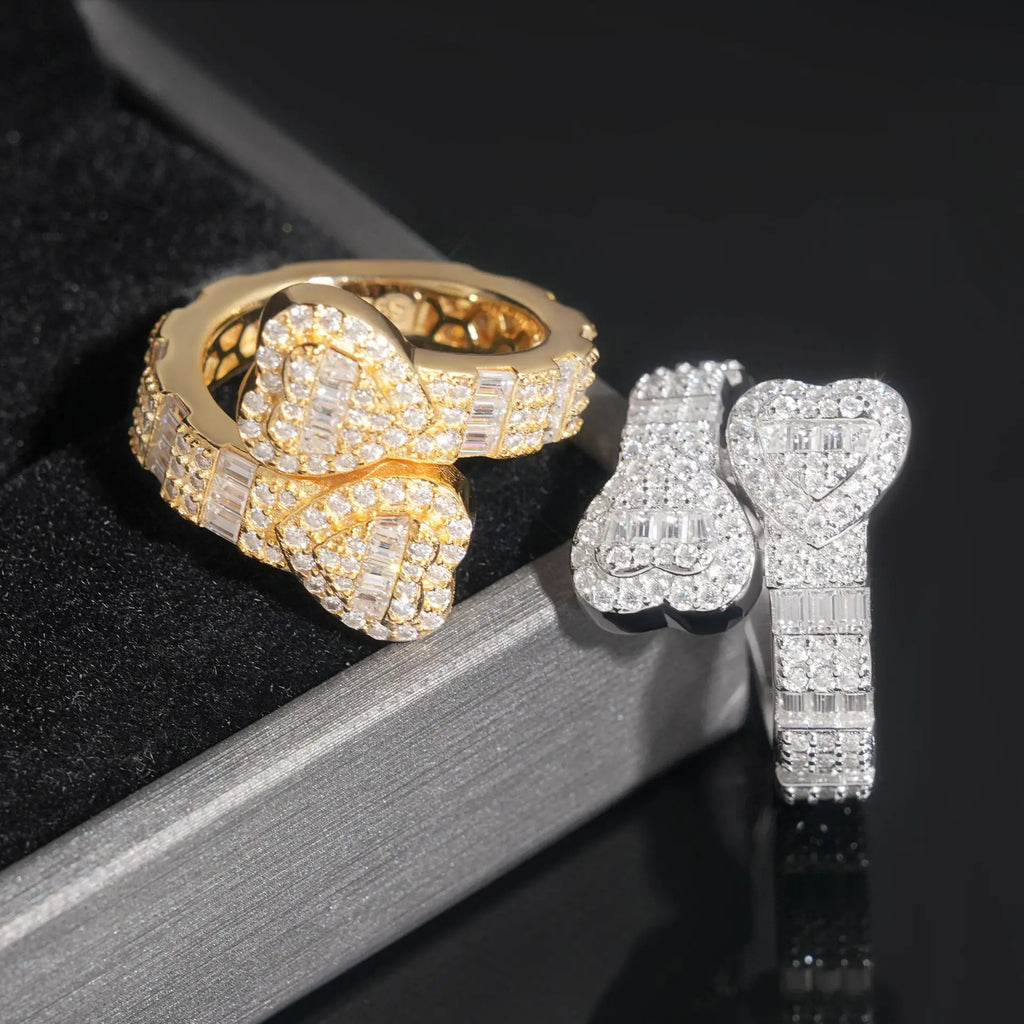 Diamond Jewelry's European American Hip-Hop Full Inlaid 925 Silver Moissanite Ring New Heart-Shaped for Men Women Cross-Border