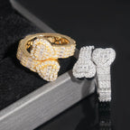 Diamond Jewelry's European American Hip-Hop Full Inlaid 925 Silver Moissanite Ring New Heart-Shaped for Men Women Cross-Border