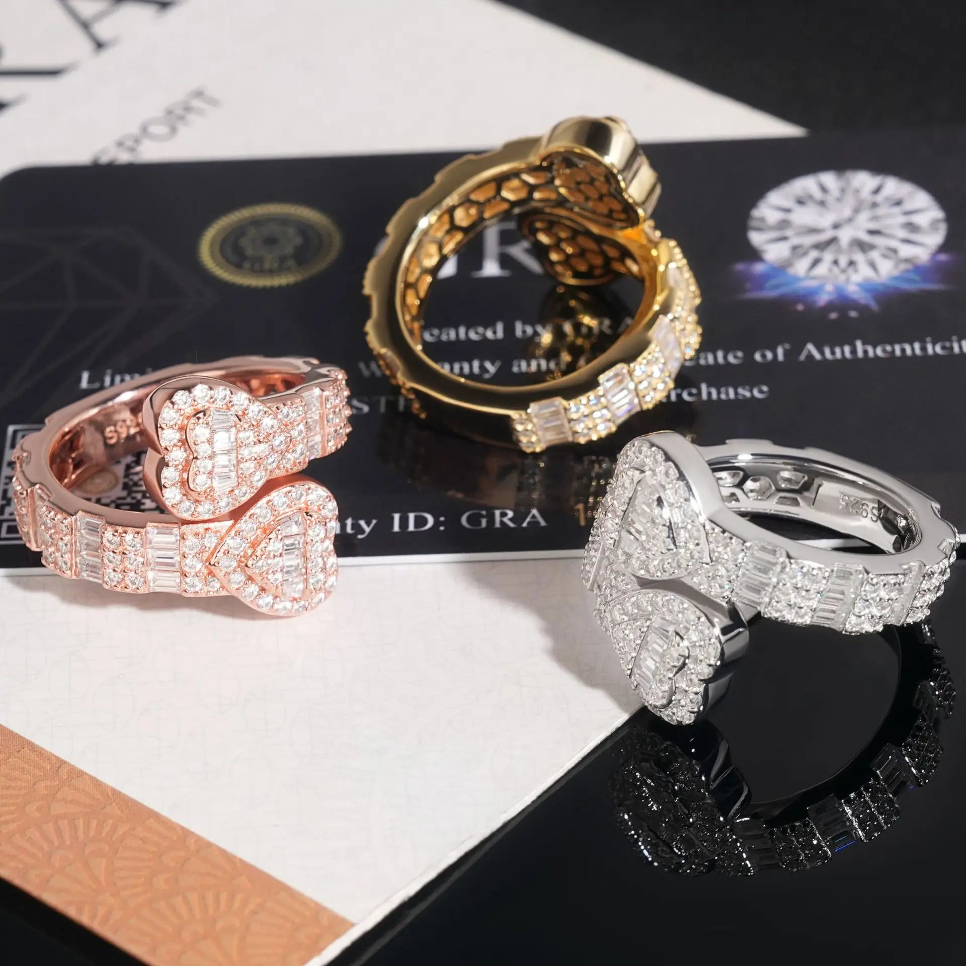 Diamond Jewelry's European American Hip-Hop Full Inlaid 925 Silver Moissanite Ring New Heart-Shaped for Men Women Cross-Border