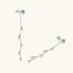 Korean Japanese Inspired Silver Stud Earrings Fresh Tempered Willow Leaf Design Fairy Long Moissanite Versatile Simple Trendy