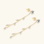 Korean Japanese Inspired Silver Stud Earrings Fresh Tempered Willow Leaf Design Fairy Long Moissanite Versatile Simple Trendy